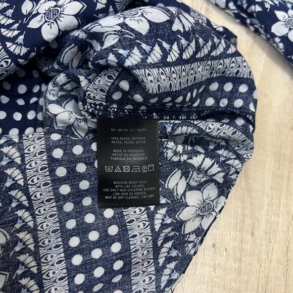 Maeve Anthropologie Floral Rayon Blouse Blue White Size 6 - Picture 10 of 11